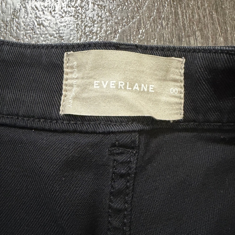 Everlane Utility Pants Women 00 Black High Rise Straight Leg Seam Detail Chino - Picture 3 of 6